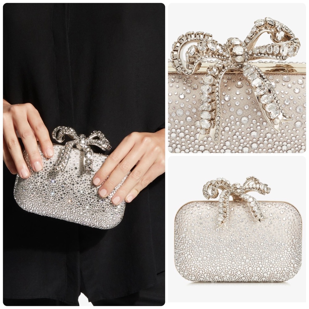 Jimmy Choo Cloud Sprinkled Crystals Clutch Bag with Crystal Bow $4,095